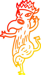 warm gradient line drawing of a cartoon devil