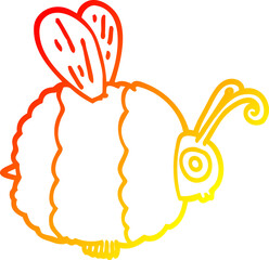 warm gradient line drawing of a cartoon bee