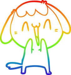 rainbow gradient line drawing of a cute cartoon dog