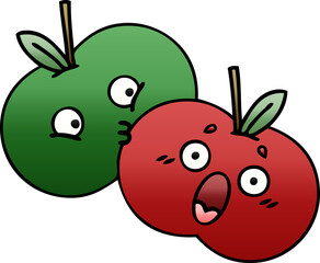 gradient shaded cartoon of a pair of apples