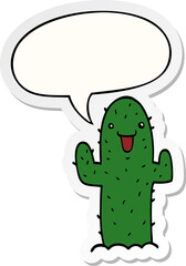 cartoon cactus with speech bubble sticker