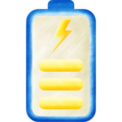 Blue Yellow Battery and Thunderbolt Shape