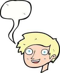 Obraz na płótnie Canvas cartoon happy boy face with speech bubble