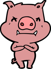 angry cartoon pig