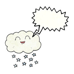 freehand speech bubble textured cartoon cloud snowing