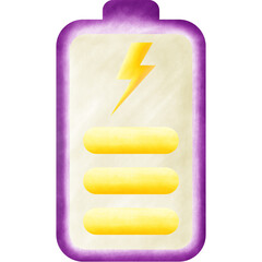 Purple Yellow Battery and Thunderbolt Shape