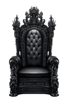 Royal throne isolated on transparent background. Dark gothic throne. Majestic throne