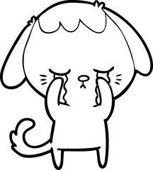 cute puppy crying cartoon