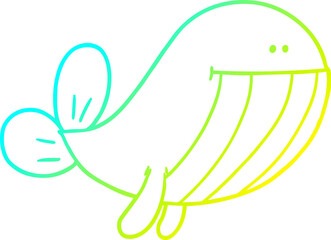 Fototapeta premium cold gradient line drawing of a cartoon whale