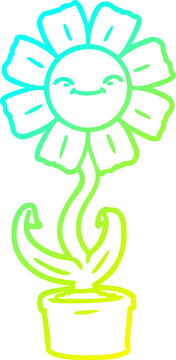 cold gradient line drawing of a happy cartoon flower © lineartestpilot