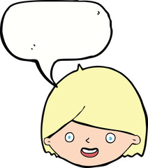 cartoon happy face with speech bubble
