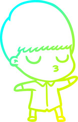 Obraz premium cold gradient line drawing of a cartoon calm boy