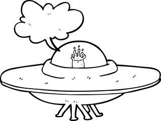 Naklejka premium freehand drawn speech bubble cartoon flying saucer