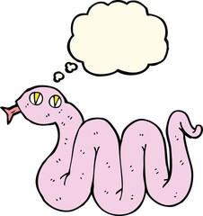 funny cartoon snake with thought bubble
