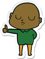 sticker of a cartoon bald man