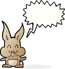 cartoon rabbit with speech bubble