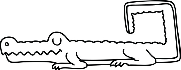 line drawing quirky cartoon crocodile © lineartestpilot