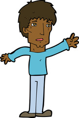 cartoon worried man reaching out