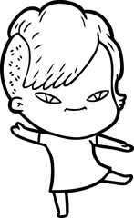 cute cartoon girl with hipster haircut