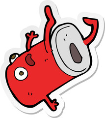 sticker of a cartoon old drinks can
