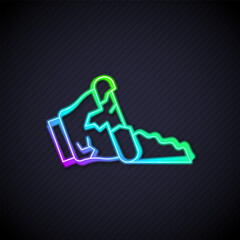 Glowing neon line Broken pot icon isolated on black background. Vector
