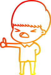 warm gradient line drawing of a cartoon stressed man