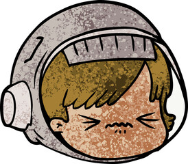 cartoon stressed astronaut face