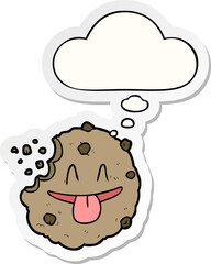 cartoon cookie with thought bubble as a printed sticker