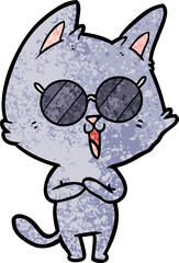 funny cartoon cat wearing sunglasses