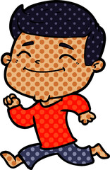 happy cartoon man running