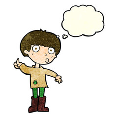 cartoon boy asking question with thought bubble
