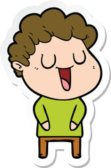 sticker of a laughing cartoon man