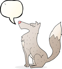 freehand drawn speech bubble cartoon wolf