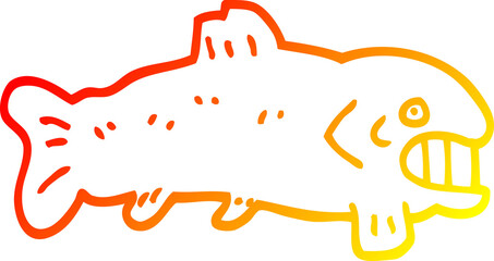 warm gradient line drawing of a cartoon large fish