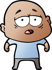 cartoon tired bald man