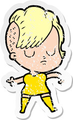 distressed sticker of a cartoon woman