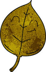 hand drawn quirky cartoon happy leaf