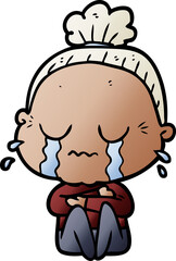 cartoon crying old lady