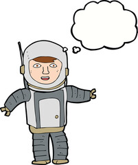 cartoon astronaut with thought bubble