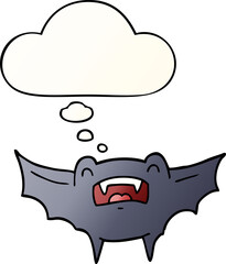 cartoon vampire bat with thought bubble in smooth gradient style