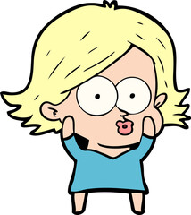 cartoon girl pouting