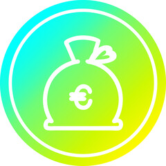 money sack circular icon with cool gradient finish