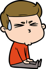 cartoon man sweating