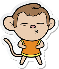 sticker of a cartoon suspicious monkey