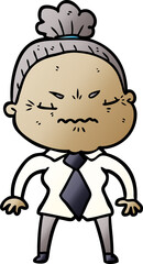 cartoon annoyed old lady