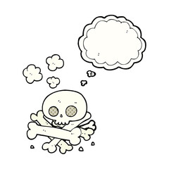 freehand drawn thought bubble cartoon pile of bones