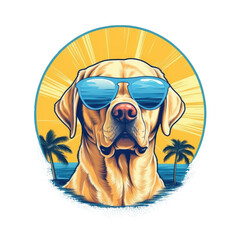 Colorful Happy Dog with Sunglasses Clipart Pet Animal Cute Vibrant Art Illustration AI generated
