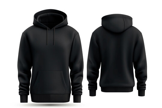 mock up black hoodie on white background. Generative ai