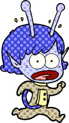 cartoon shocked alien girl