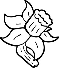 black and white cartoon daffodil